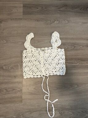 Lulu's White Crochet Crop Top